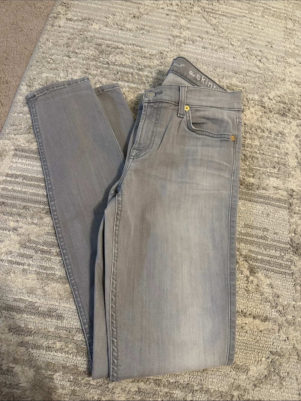 7 For All Mankind Men's Skinny Jeans in Light Gray